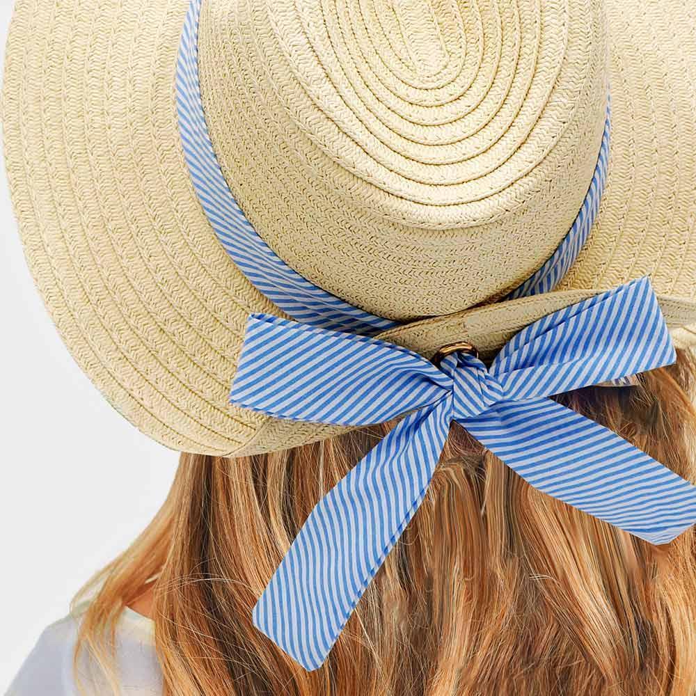 Striped Band Fold Straw Sun Hat - Jewelry Store by Erik Rayo