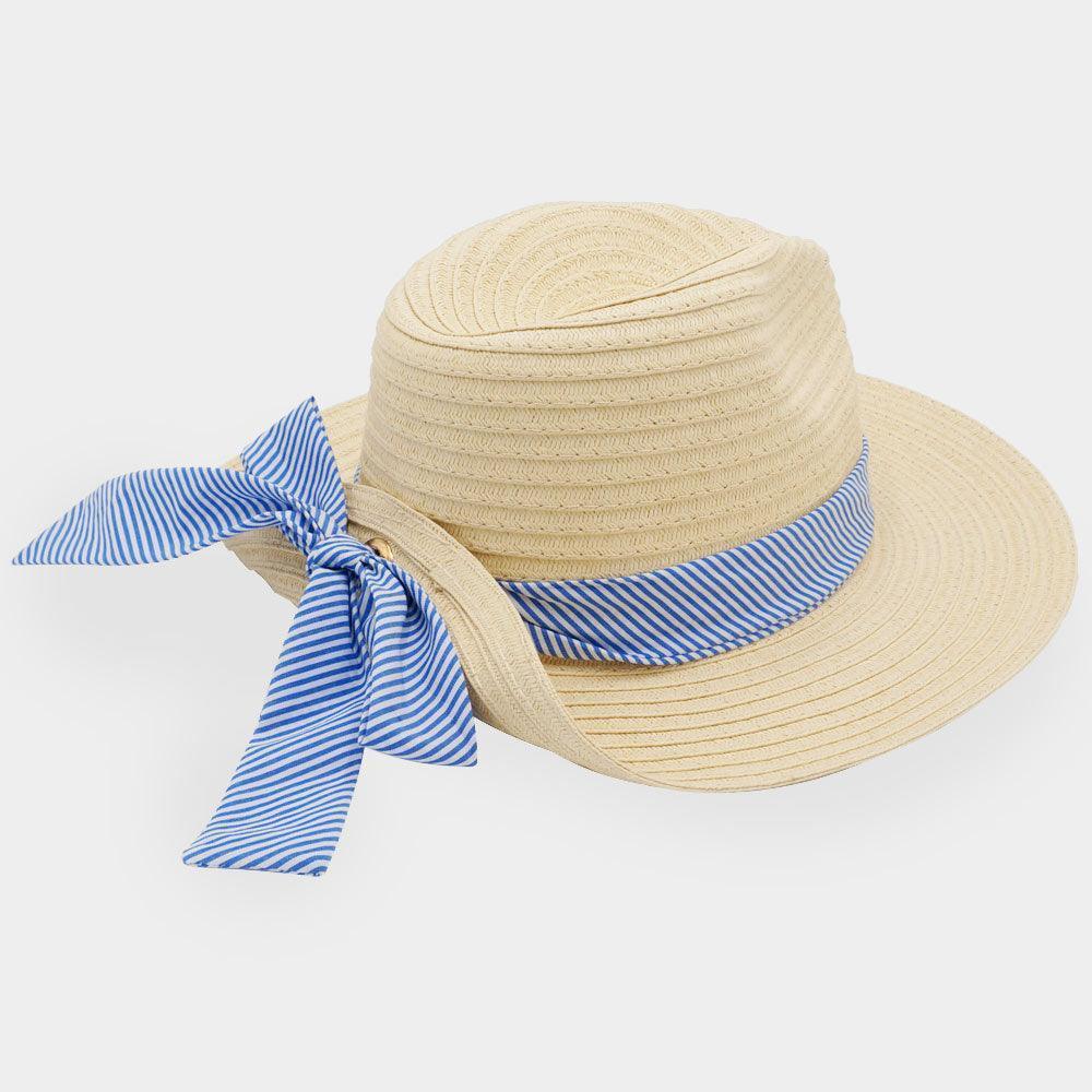 Striped Band Fold Straw Sun Hat - Jewelry Store by Erik Rayo