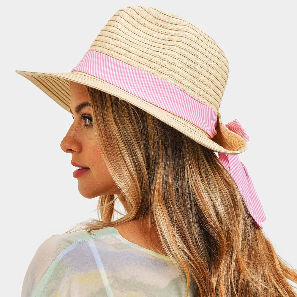Striped Band Fold Straw Sun Hat - Jewelry Store by Erik Rayo