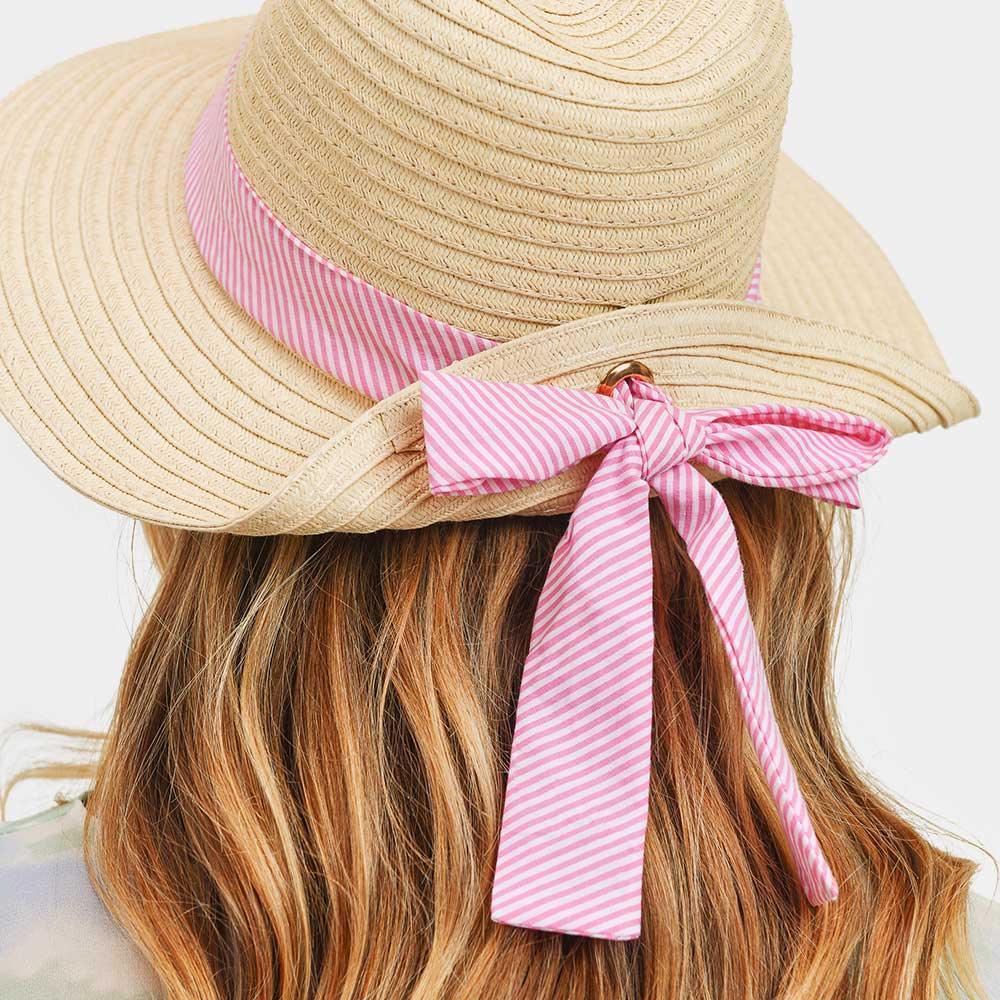 Striped Band Fold Straw Sun Hat - Jewelry Store by Erik Rayo