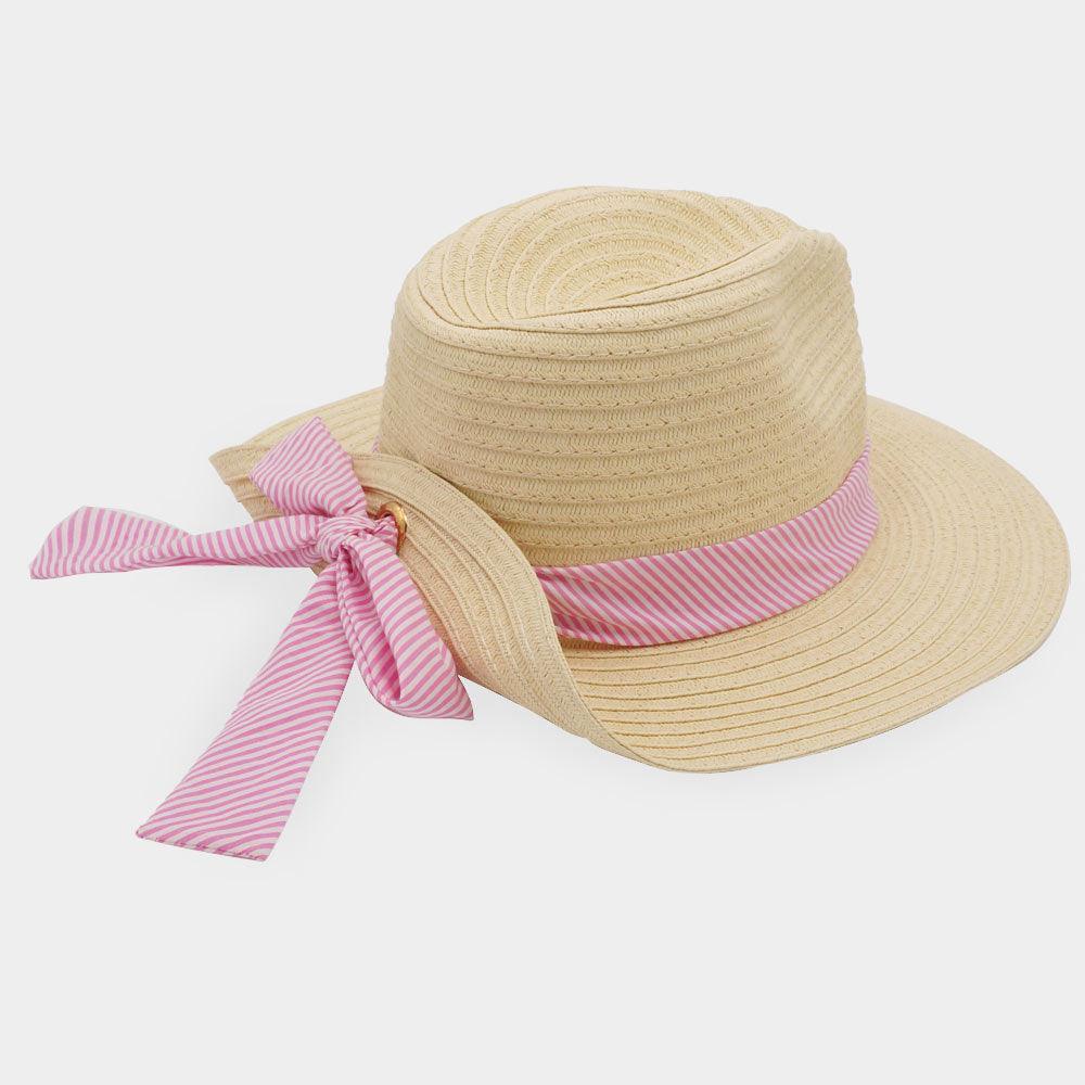 Striped Band Fold Straw Sun Hat - Jewelry Store by Erik Rayo