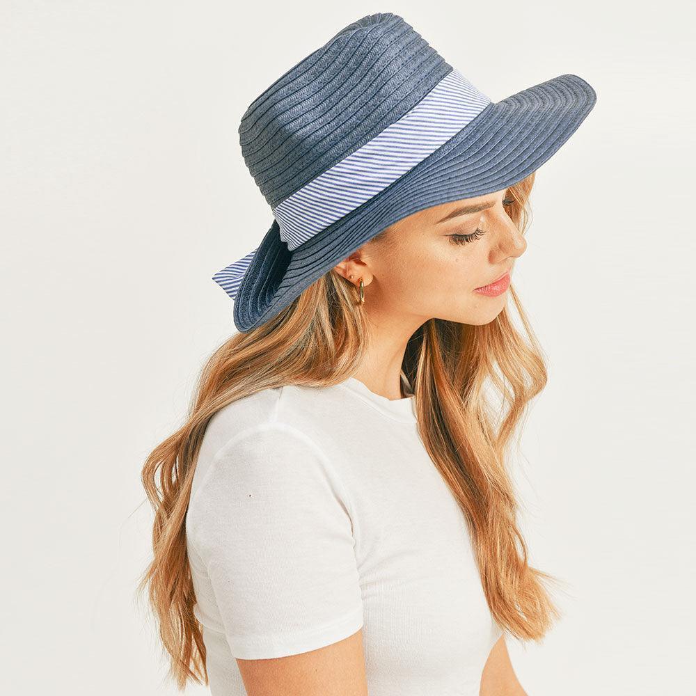 Striped Band Fold Straw Sun Hat - Jewelry Store by Erik Rayo