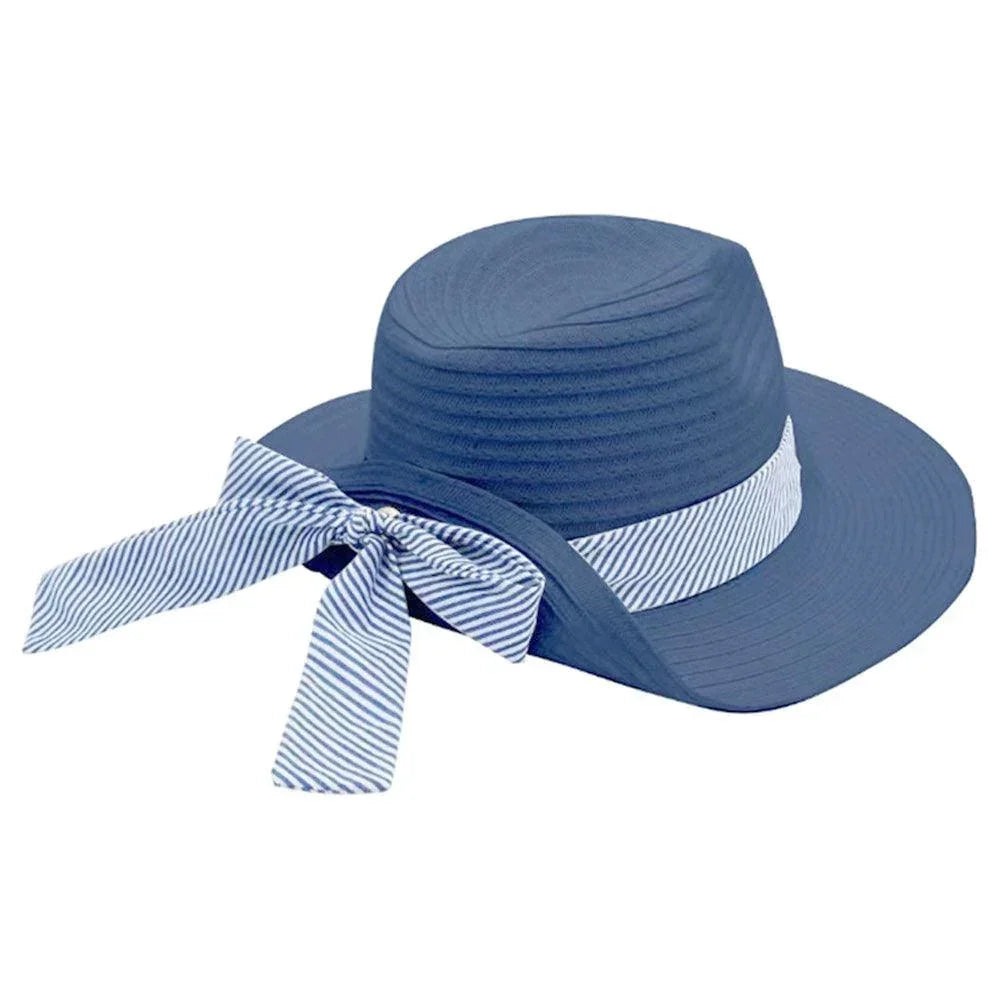 Striped Band Fold Straw Sun Hat - Jewelry Store by Erik Rayo
