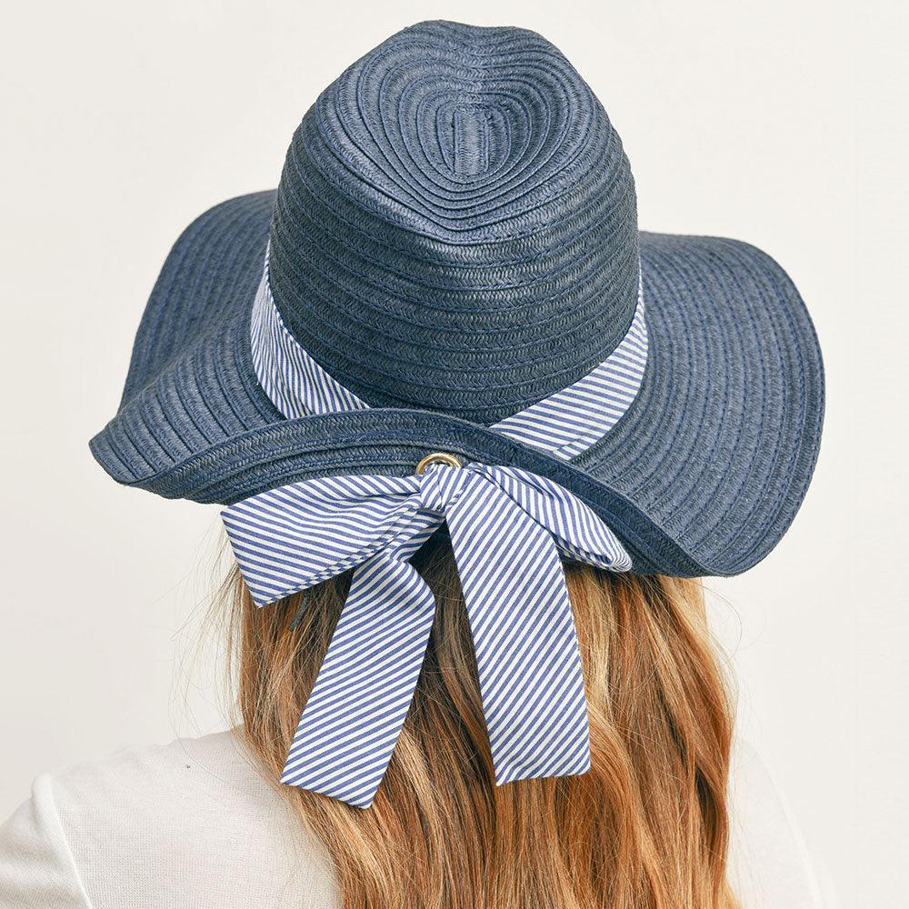 Striped Band Fold Straw Sun Hat - Jewelry Store by Erik Rayo