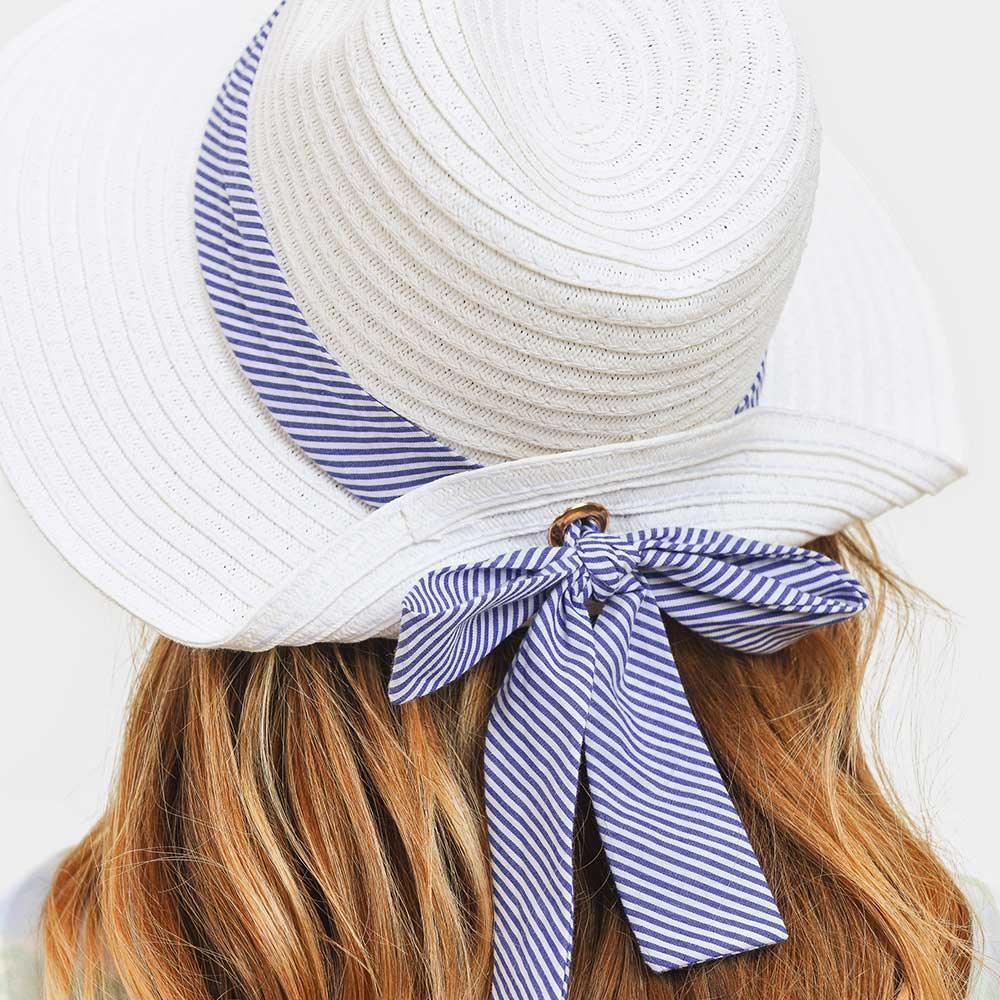 Striped Band Fold Straw Sun Hat - Jewelry Store by Erik Rayo