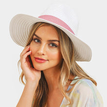 Load image into Gallery viewer, Striped Band Fold Straw Sun Hat
