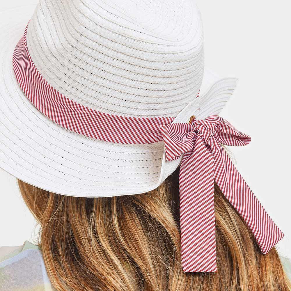 Striped Band Fold Straw Sun Hat - Jewelry Store by Erik Rayo
