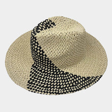 Load image into Gallery viewer, Two Tone Woven Straw Fedora Hat
