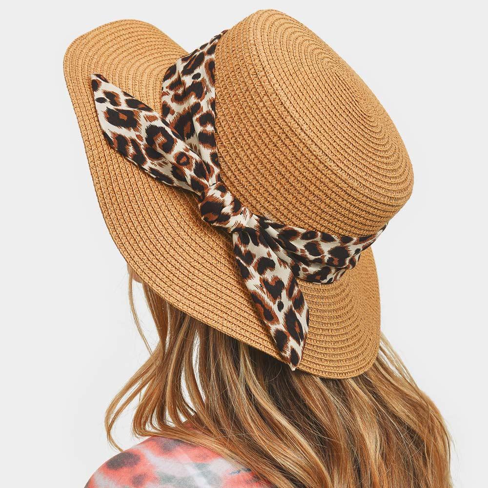 Leopard Band Flat Top Sun Hat - Jewelry Store by Erik Rayo