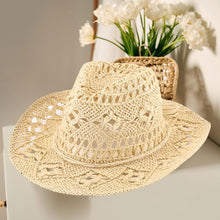 Load image into Gallery viewer, Open Weave Panama Cowboy Straw Hat
