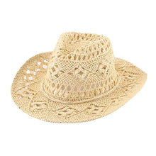 Load image into Gallery viewer, Open Weave Panama Cowboy Straw Hat
