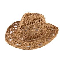 Load image into Gallery viewer, Open Weave Panama Cowboy Straw Hat
