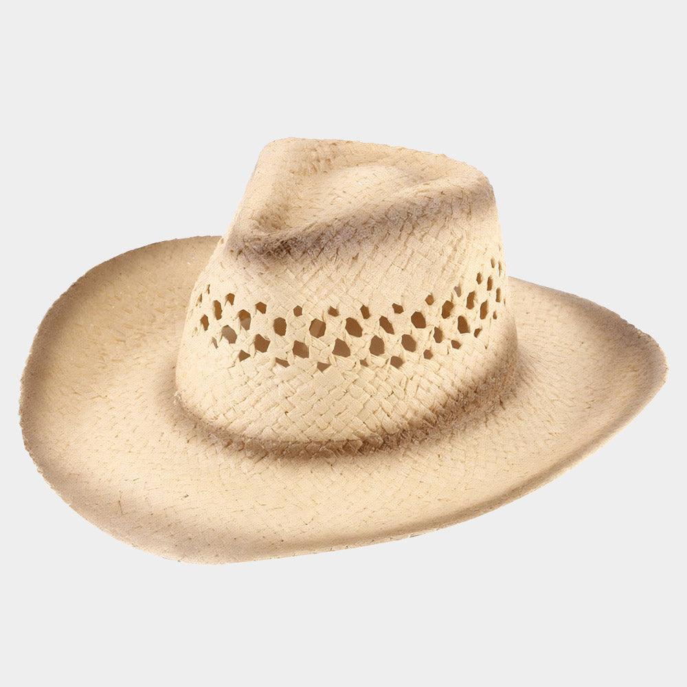 Edge Gradation Pointed Open Weave Panama Cowboy Straw Hat - Jewelry Store by Erik Rayo