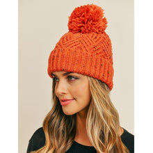 Load image into Gallery viewer, Confetti Diagonal Stripes Pompom Knit Beanie
