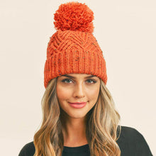 Load image into Gallery viewer, Confetti Diagonal Stripes Pompom Knit Beanie
