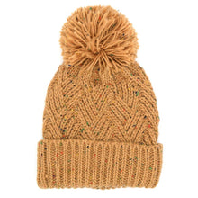 Load image into Gallery viewer, Confetti Diagonal Stripes Pompom Knit Beanie
