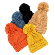 Load image into Gallery viewer, Confetti Diagonal Stripes Pompom Knit Beanie
