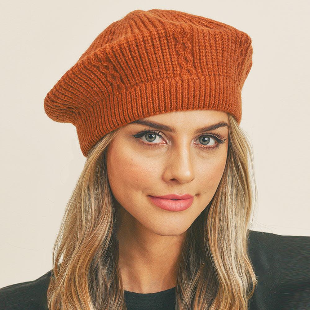 Solid Knit Beret Hat