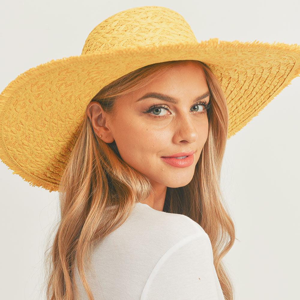 Trim Detailed Solid Straw Sun Hat