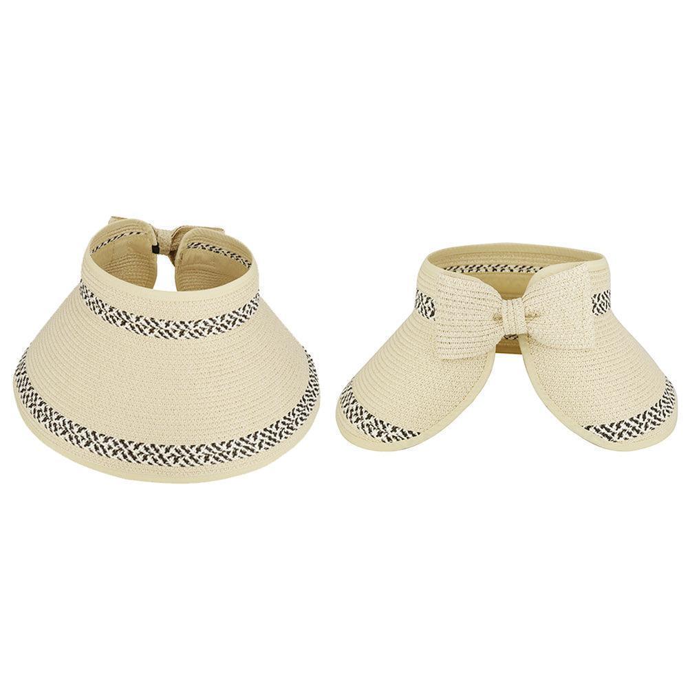 Braid Detailed Roll Up Foldable Visor Straw Sun Hat - Jewelry Store by Erik Rayo