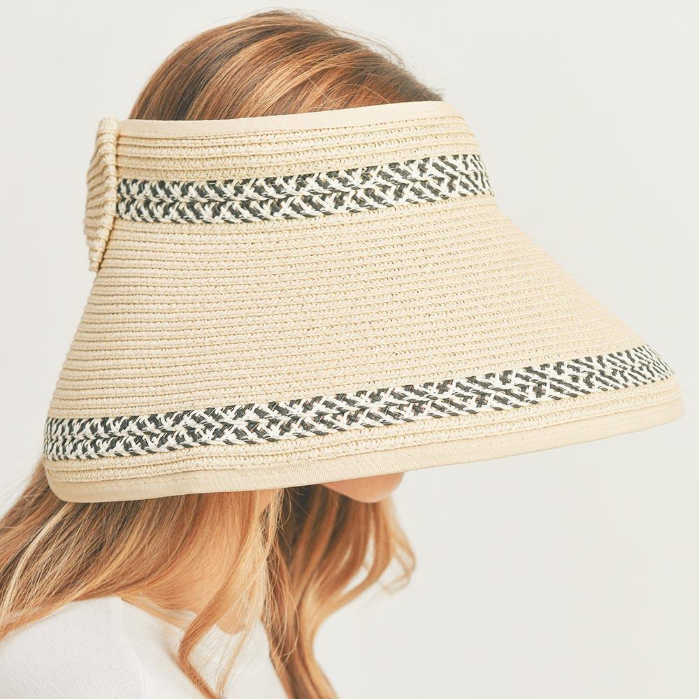 Braid Detailed Roll Up Foldable Visor Straw Sun Hat - Jewelry Store by Erik Rayo