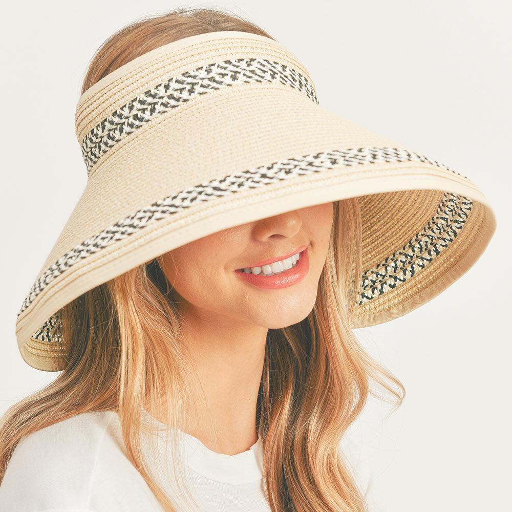 Braid Detailed Roll Up Foldable Visor Straw Sun Hat - Jewelry Store by Erik Rayo