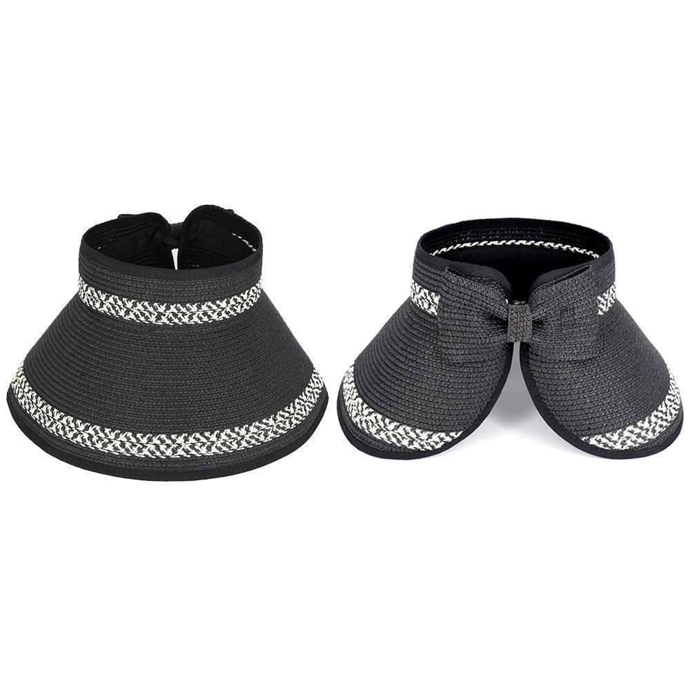 Braid Detailed Roll Up Foldable Visor Straw Sun Hat - Jewelry Store by Erik Rayo