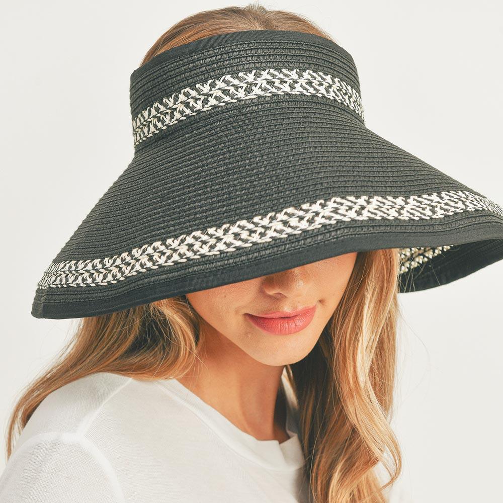 Braid Detailed Roll Up Foldable Visor Straw Sun Hat - Jewelry Store by Erik Rayo