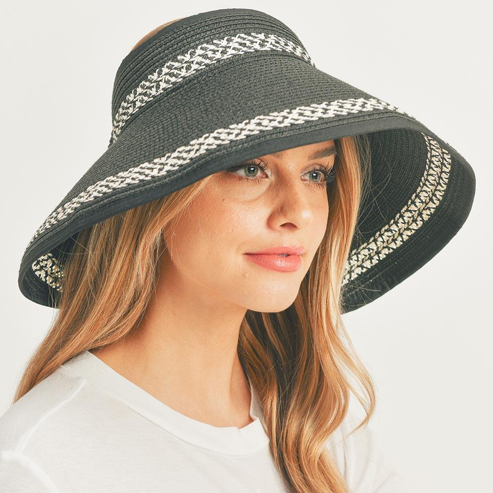 Braid Detailed Roll Up Foldable Visor Straw Sun Hat - Jewelry Store by Erik Rayo