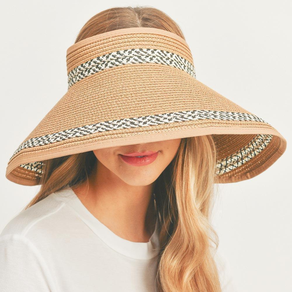 Braid Detailed Roll Up Foldable Visor Straw Sun Hat - Jewelry Store by Erik Rayo