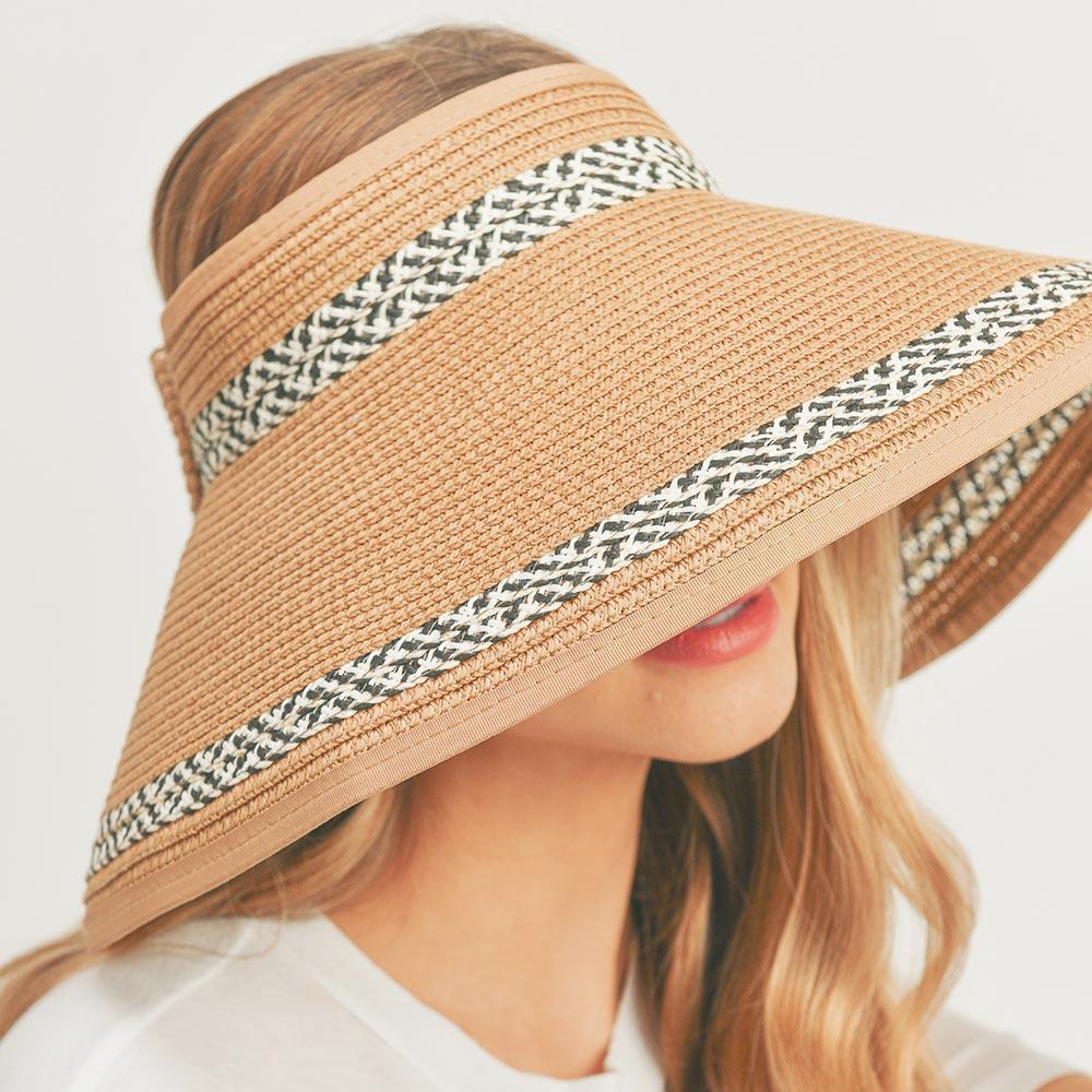 Braid Detailed Roll Up Foldable Visor Straw Sun Hat - Jewelry Store by Erik Rayo