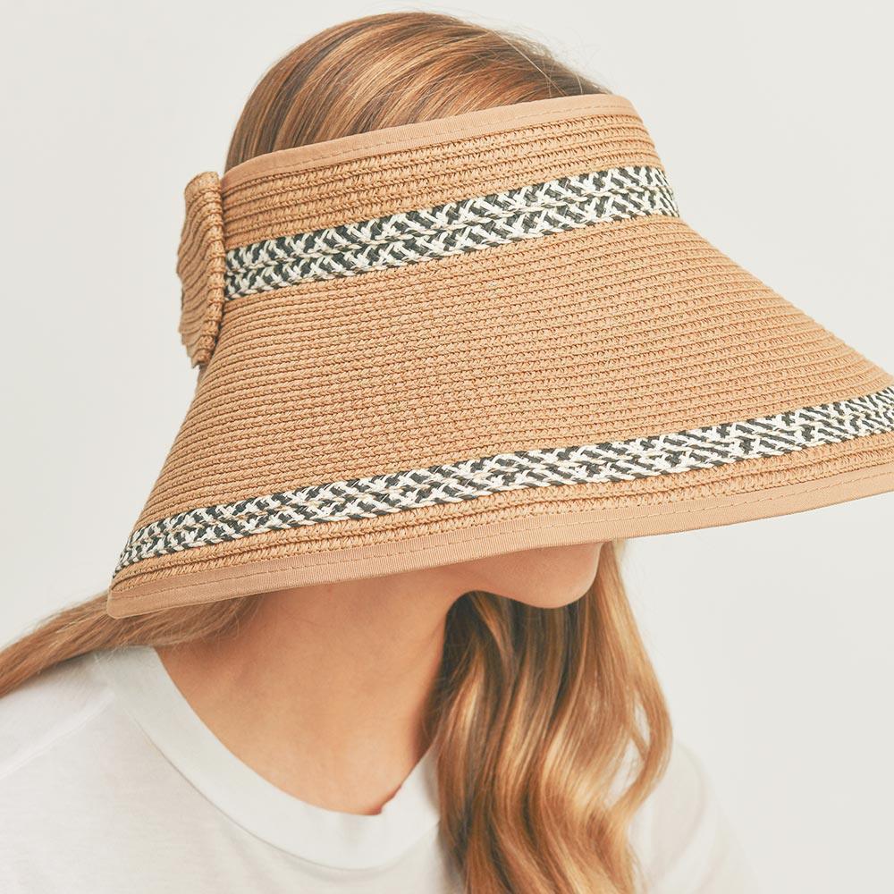 Braid Detailed Roll Up Foldable Visor Straw Sun Hat - Jewelry Store by Erik Rayo