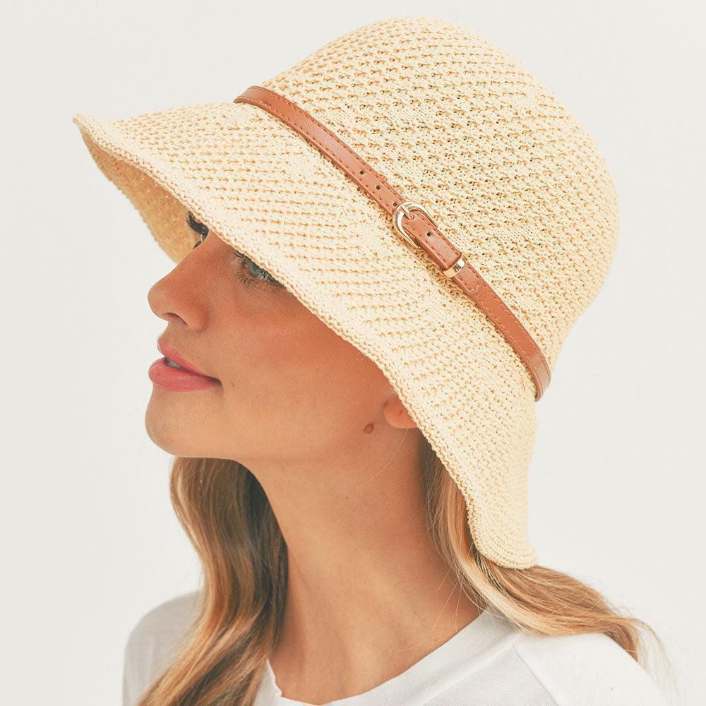 Faux Leather Band Sun Hat - Jewelry Store by Erik Rayo