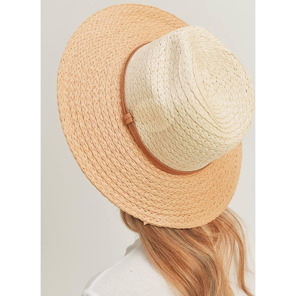 Faux Suede Double Band Two Tone Straw Sun Hat - Jewelry Store by Erik Rayo