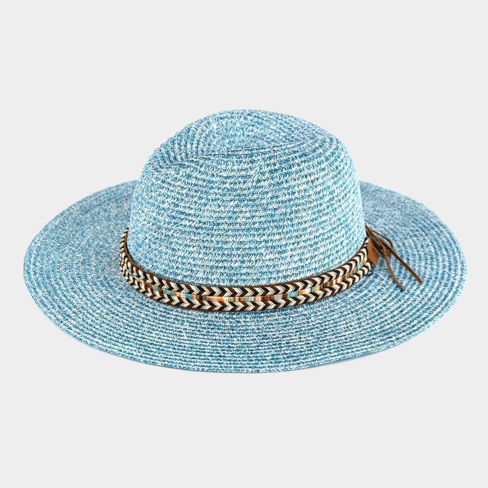 Multi Color Braided Band Straw Panama Sun Hat - Jewelry Store by Erik Rayo