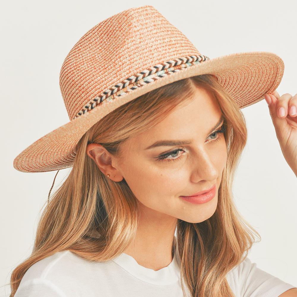 Multi Color Braided Band Straw Panama Sun Hat - Jewelry Store by Erik Rayo