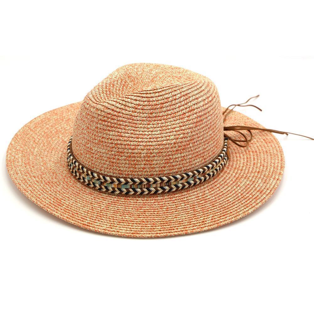 Multi Color Braided Band Straw Panama Sun Hat - Jewelry Store by Erik Rayo