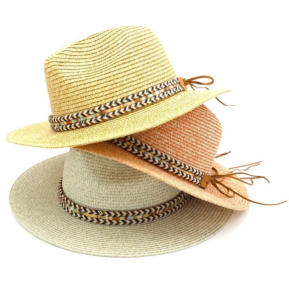 Multi Color Braided Band Straw Panama Sun Hat - Jewelry Store by Erik Rayo