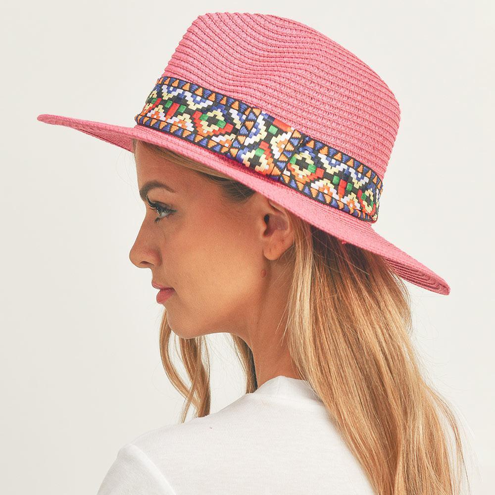 Aztec Band Straw Panama Sun Hat - Jewelry Store by Erik Rayo