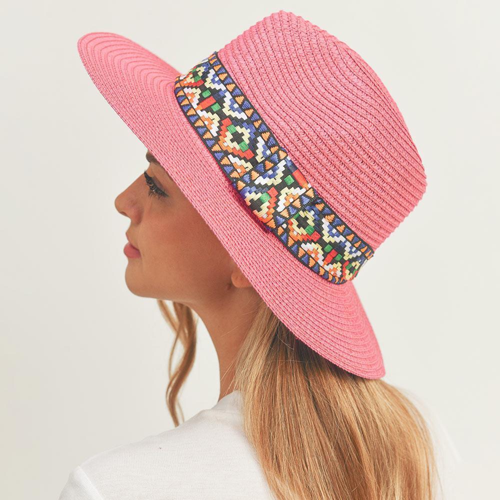 Aztec Band Straw Panama Sun Hat - Jewelry Store by Erik Rayo