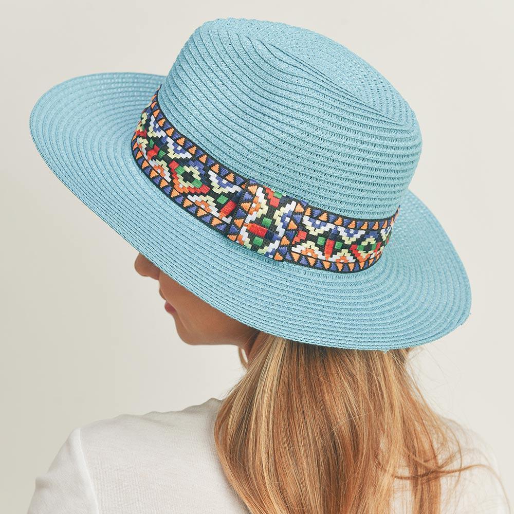 Aztec Band Straw Panama Sun Hat - Jewelry Store by Erik Rayo