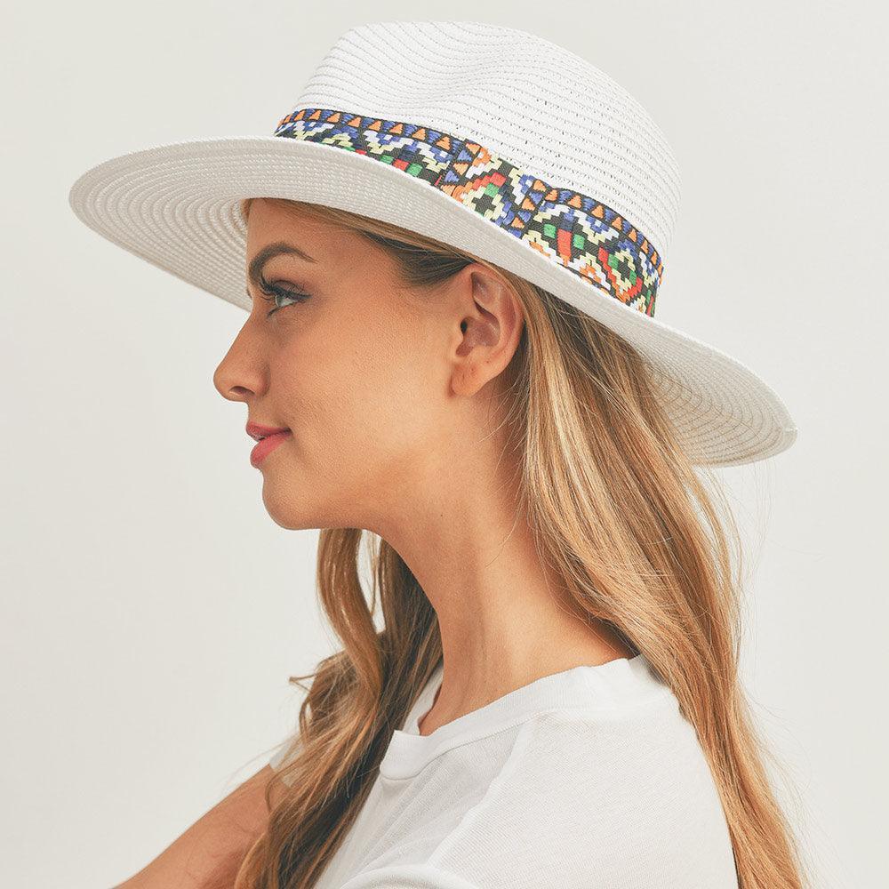 Aztec Band Straw Panama Sun Hat - Jewelry Store by Erik Rayo