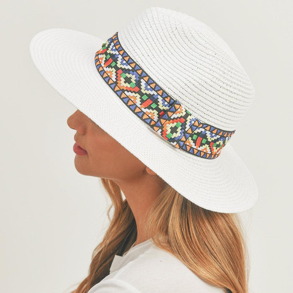 Aztec Band Straw Panama Sun Hat - Jewelry Store by Erik Rayo