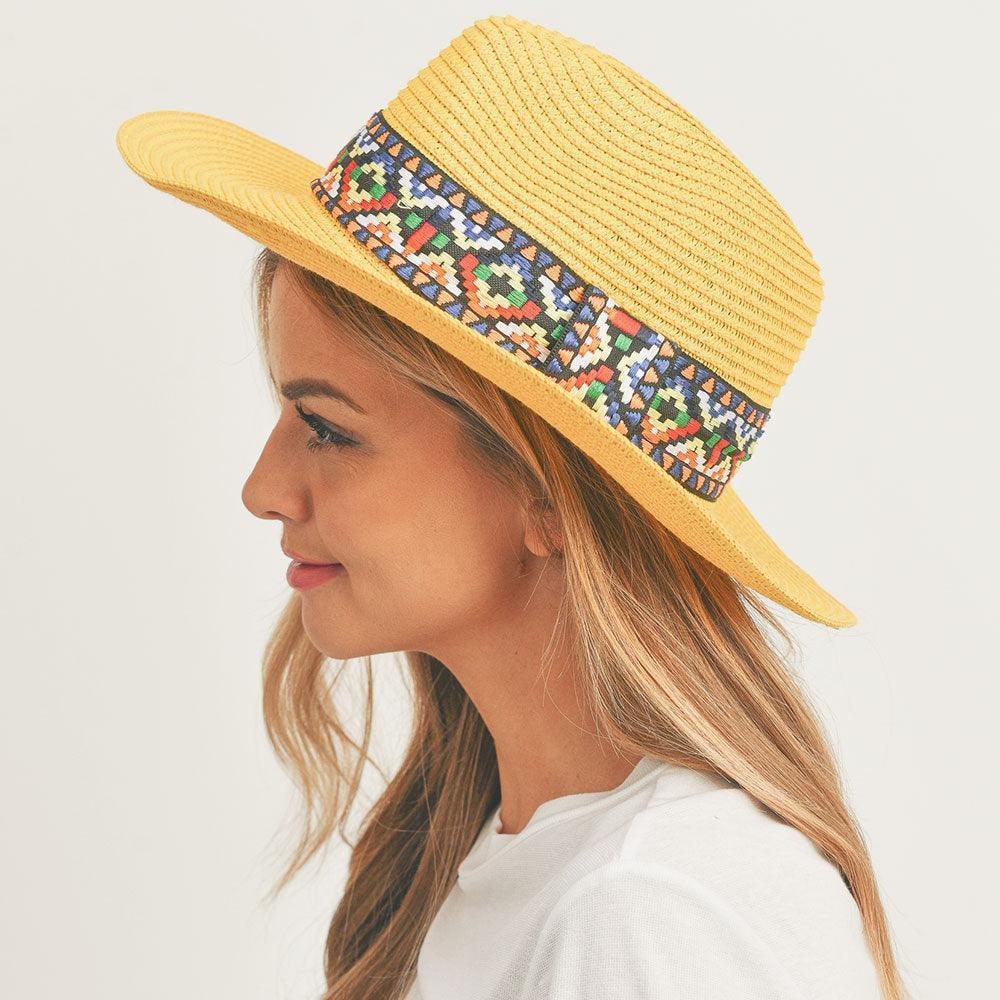 Aztec Band Straw Panama Sun Hat - Jewelry Store by Erik Rayo