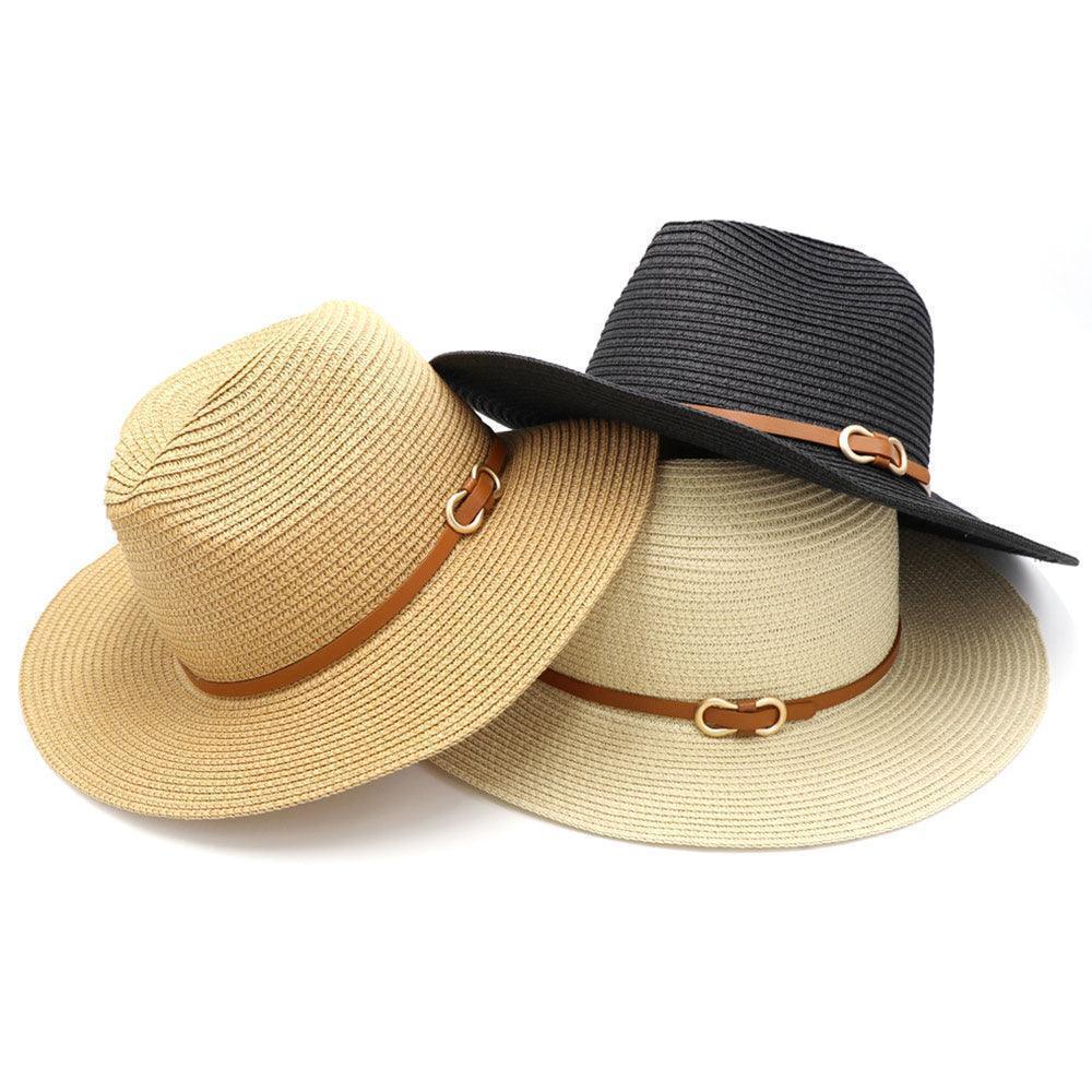 Faux Leather Band Straw Panama Sun Hat - Jewelry Store by Erik Rayo