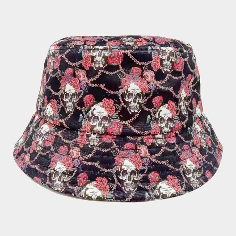 Flower Skull Patterned Bucket Hat - Jewelry Store by Erik Rayo