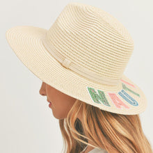 Load image into Gallery viewer, Nauti Sequin Message Straw Panama Sun Hat
