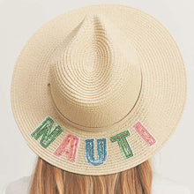 Load image into Gallery viewer, Nauti Sequin Message Straw Panama Sun Hat

