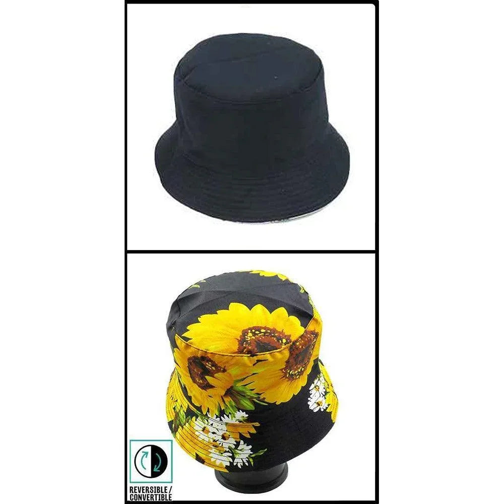 Reversible Sunflower Print Bucket Hat - Jewelry Store by Erik Rayo