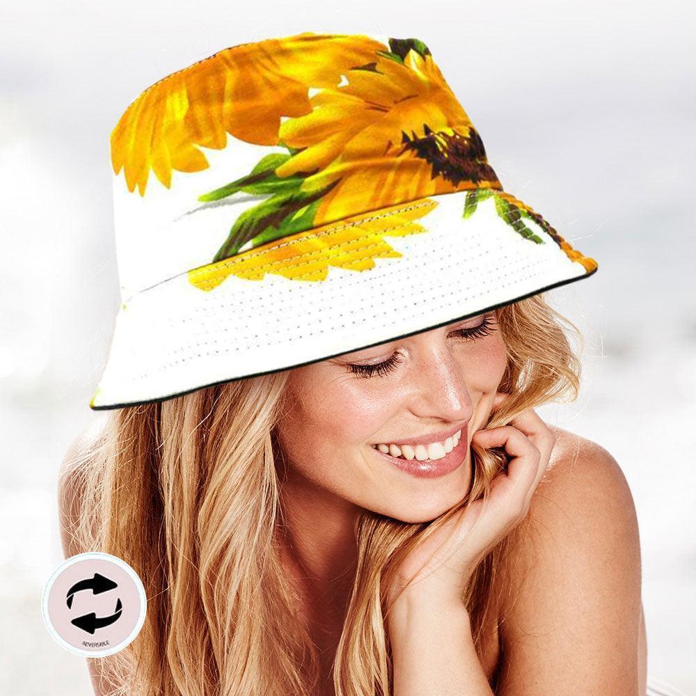Reversible Sunflower Print Bucket Hat - Jewelry Store by Erik Rayo